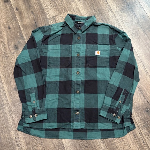 Carhartt Tops - Carhartt Flannel Shirt Womens L Green Good Rugged Flex Plaid TW5574-W